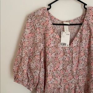 H&M pink flowy midi dress